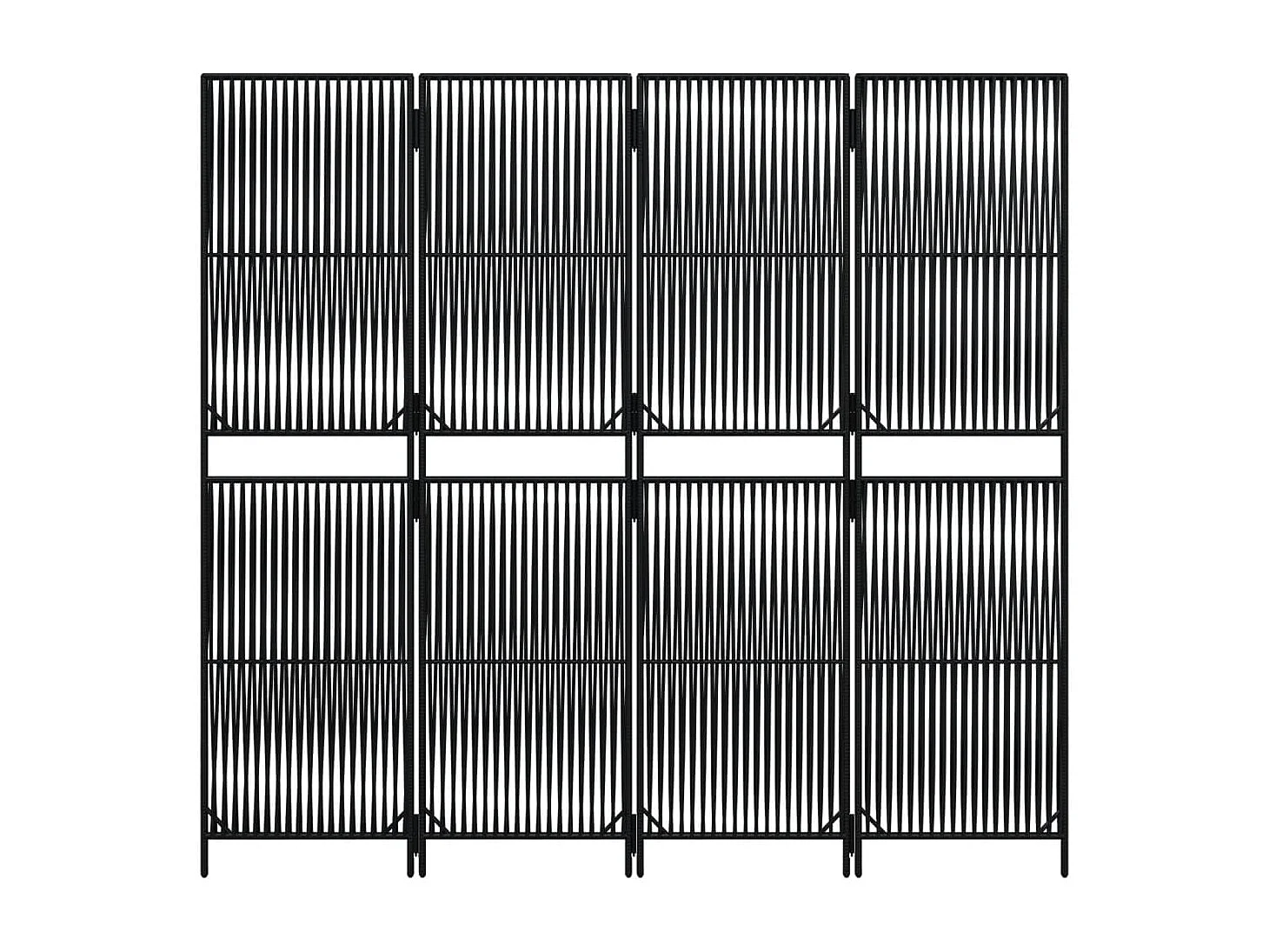 Biombo de 4 paneles ratán sintético negro ES118137