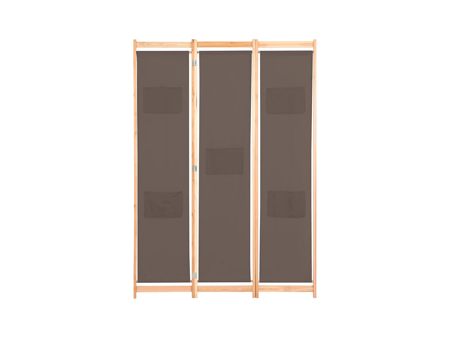 Biombo divisor de 3 paneles de tela marrón 120x170x4 cm ES938514