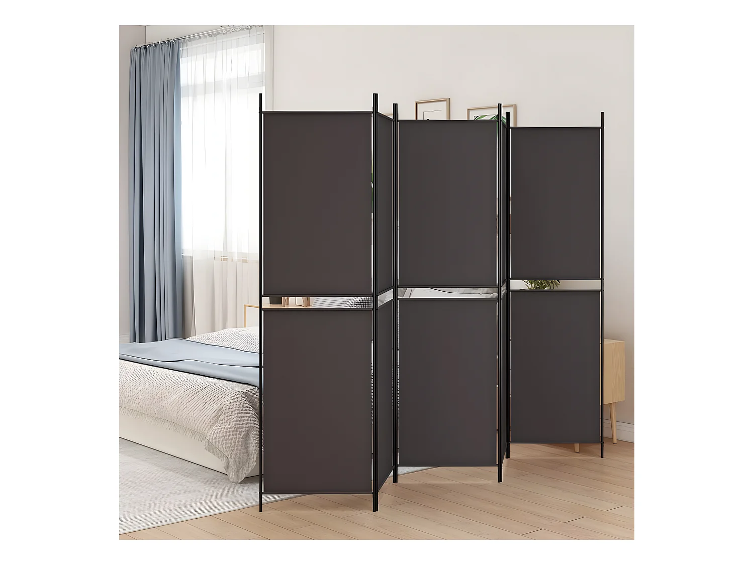 Paravent 5 panneaux Marron 250x200 cm Tissu WVGQ7146
