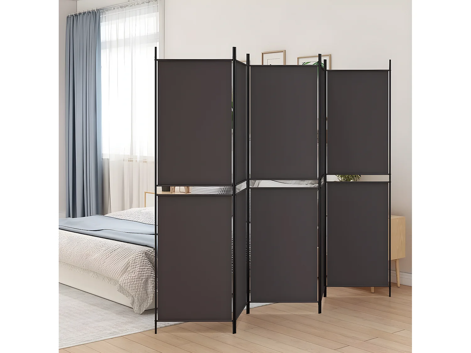 Paravent 5 panneaux Marron 250x200 cm Tissu WVGQ7146