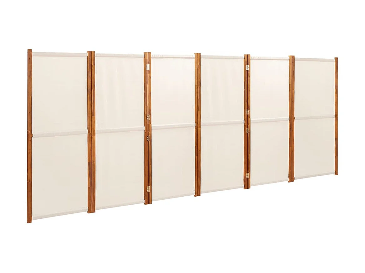 Kamerscherm met 6 panelen 420x180 cm crèmewit NL852033