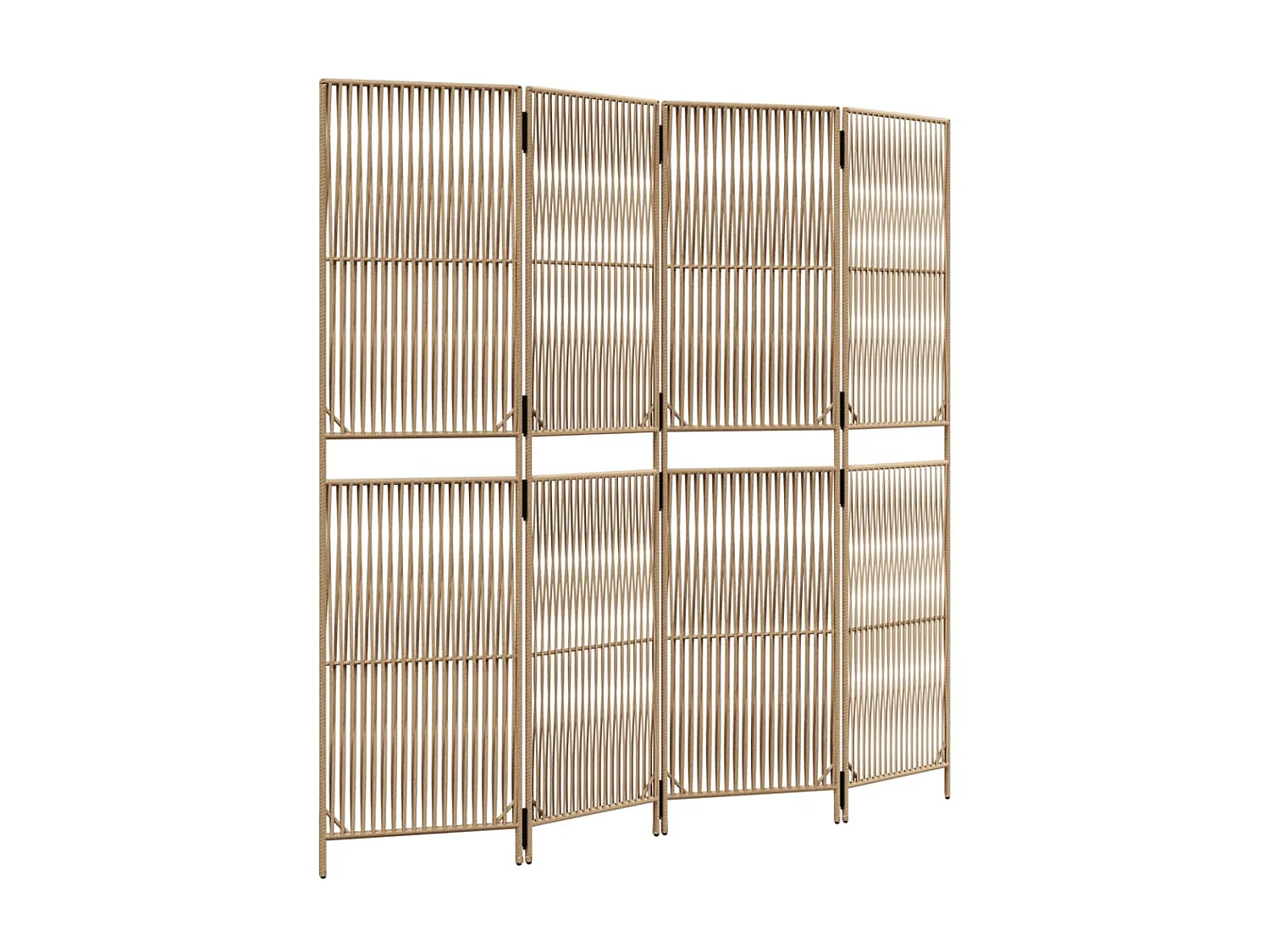 Biombo de divisão 4 painéis vime PE bege PT550045