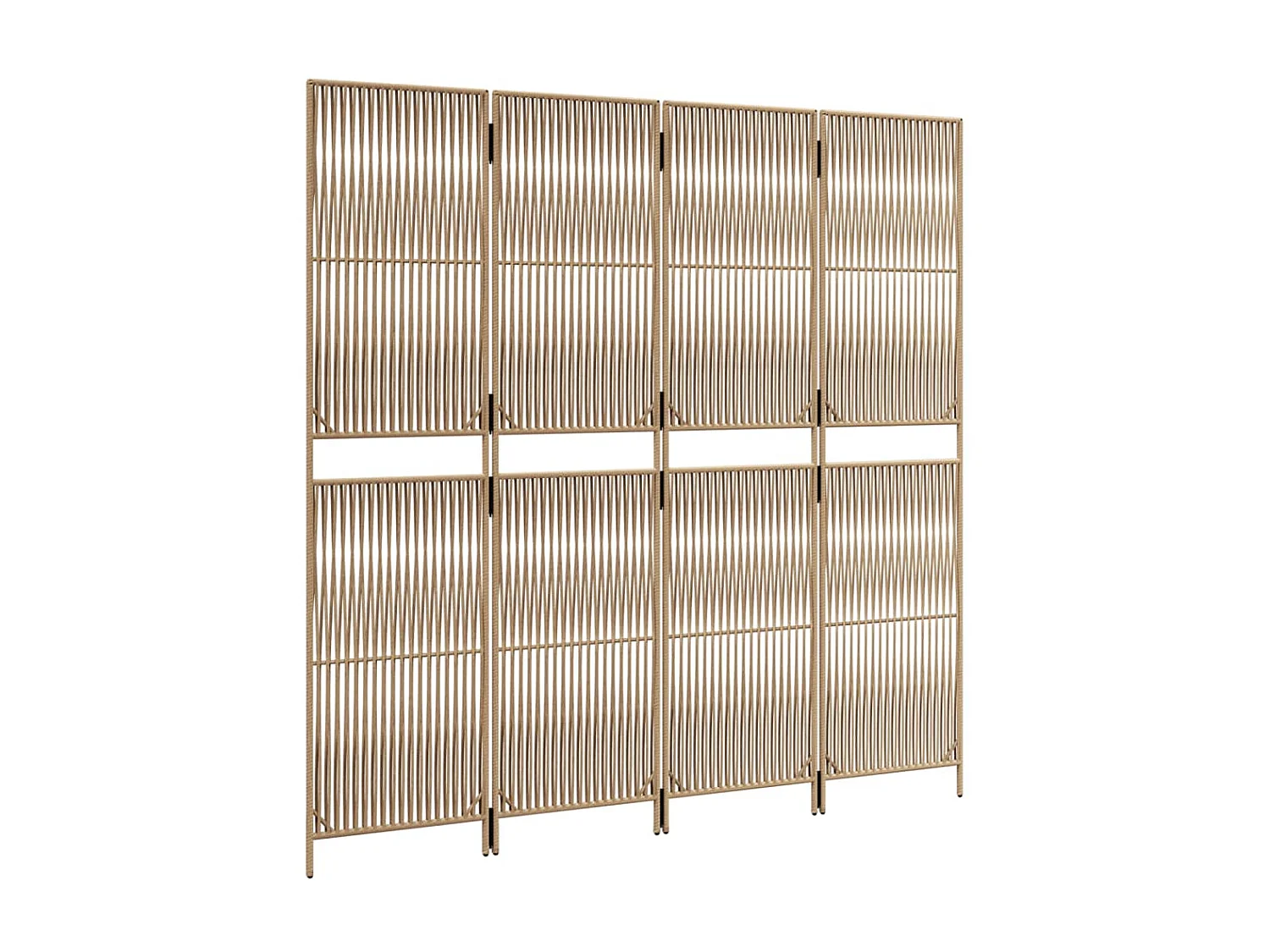 Biombo de divisão 4 painéis vime PE bege PT550045