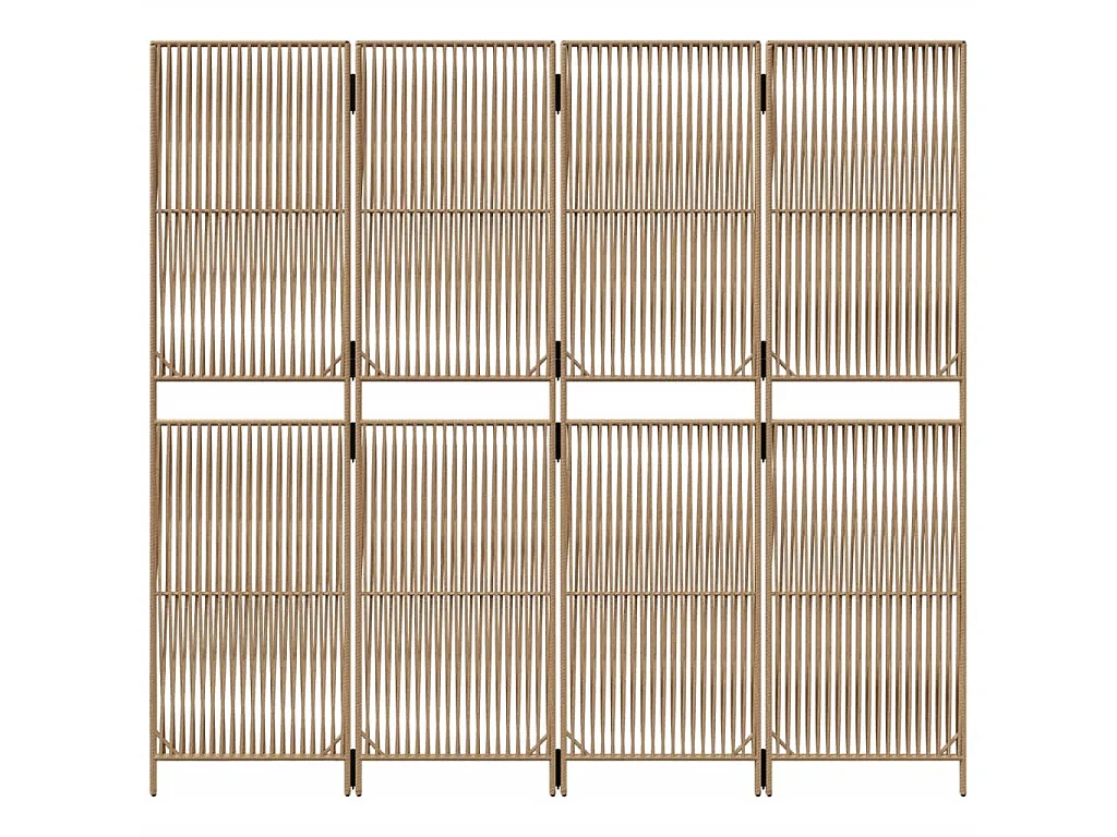 Biombo de divisão 4 painéis vime PE bege PT550045