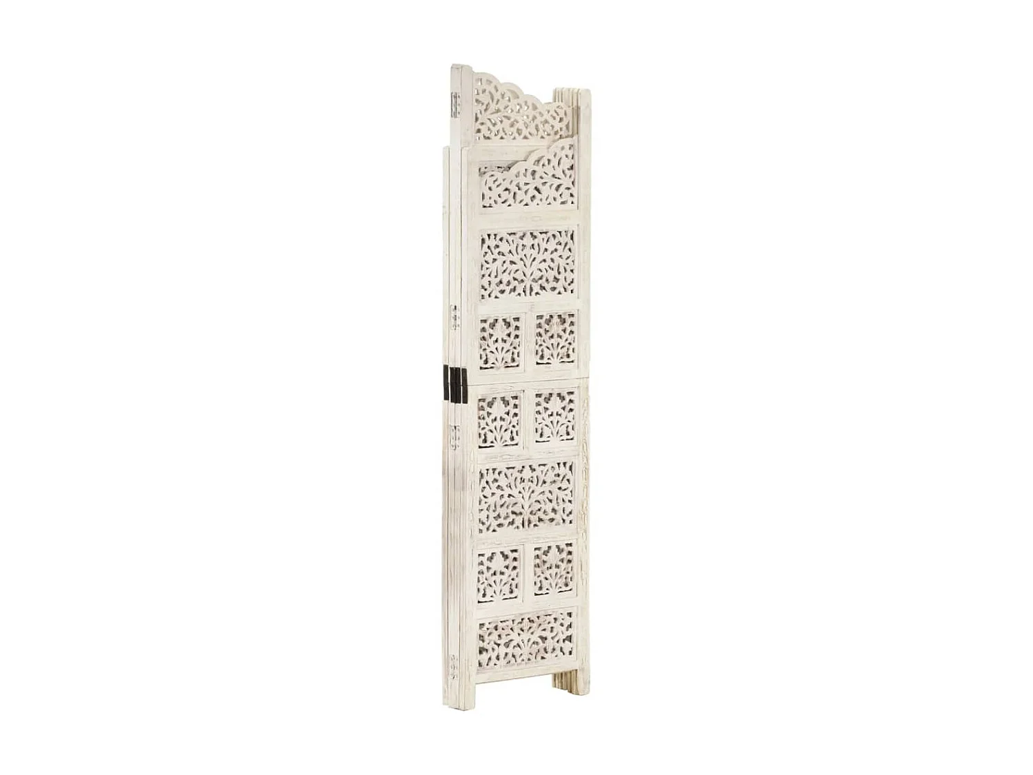 Paravent 4 panneaux Blanc 160x165 cm Bois manguier WVGQ2256