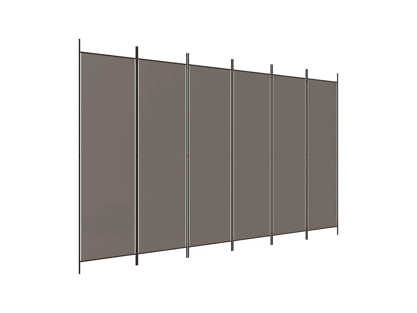 Biombo divisor de 6 paneles de tela gris antracita 300x220 cm ES320024