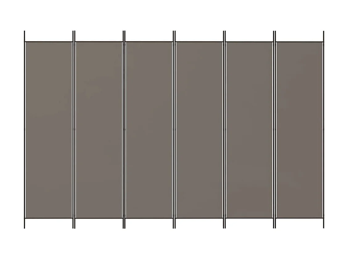 Biombo divisor de 6 paneles de tela gris antracita 300x220 cm ES320024