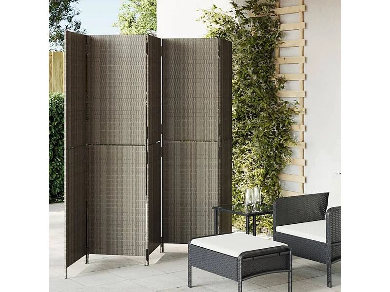 Paravent 5 panneaux gris résine tressée WVGQ9460
