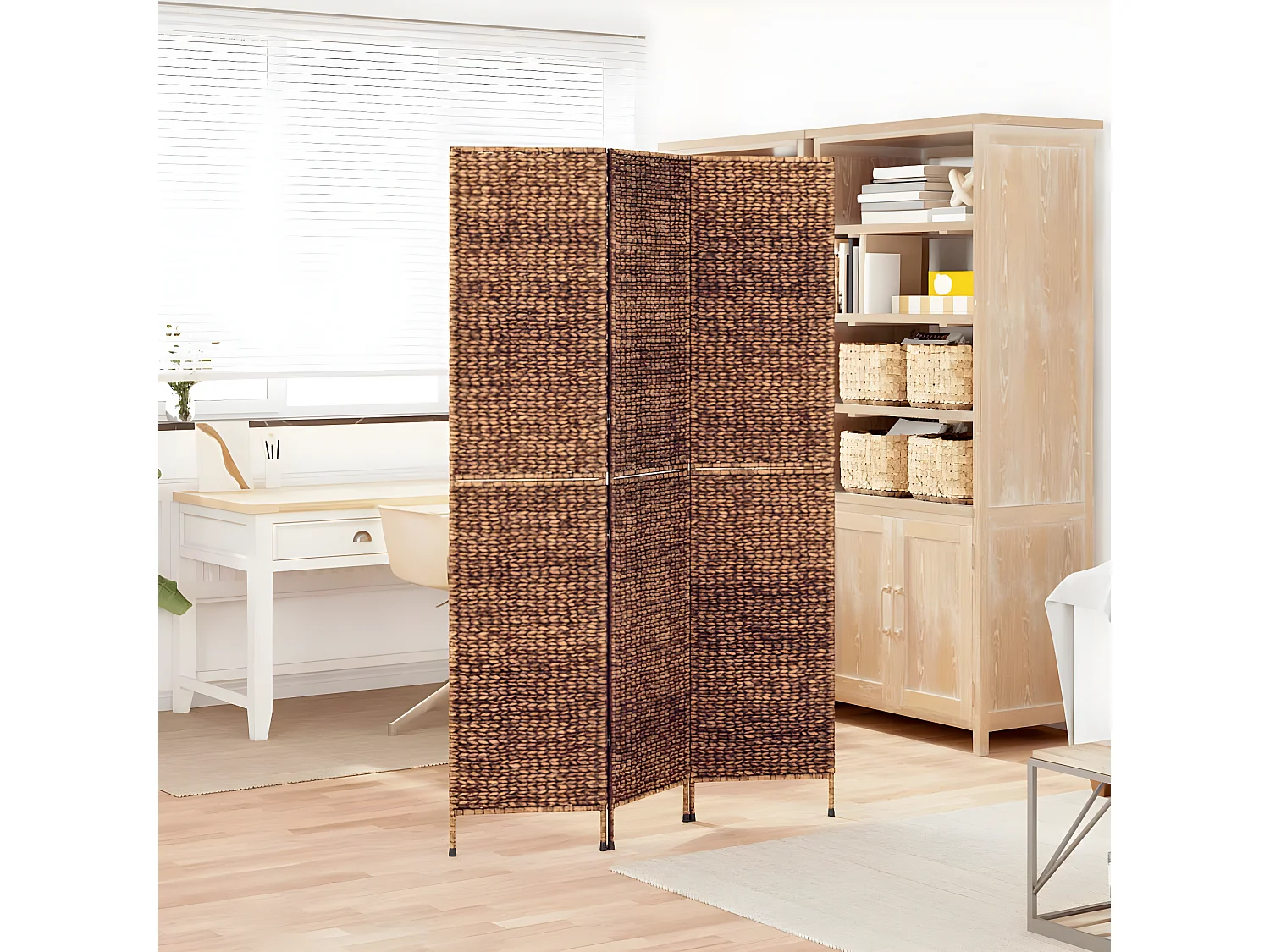 Biombo de 3 paneles jacinto de agua marrón 122x180 cm ES255798