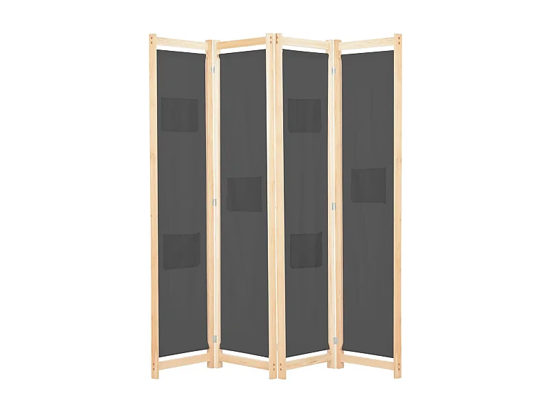 Paravent 4 panneaux Gris 160x170x4 cm Tissu WVGQ8360