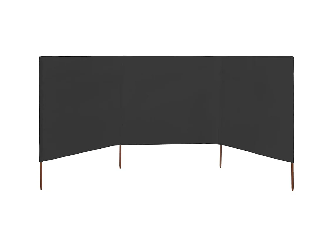 Biombo de playa de 3 paneles de tela 400x120 cm gris ES923670