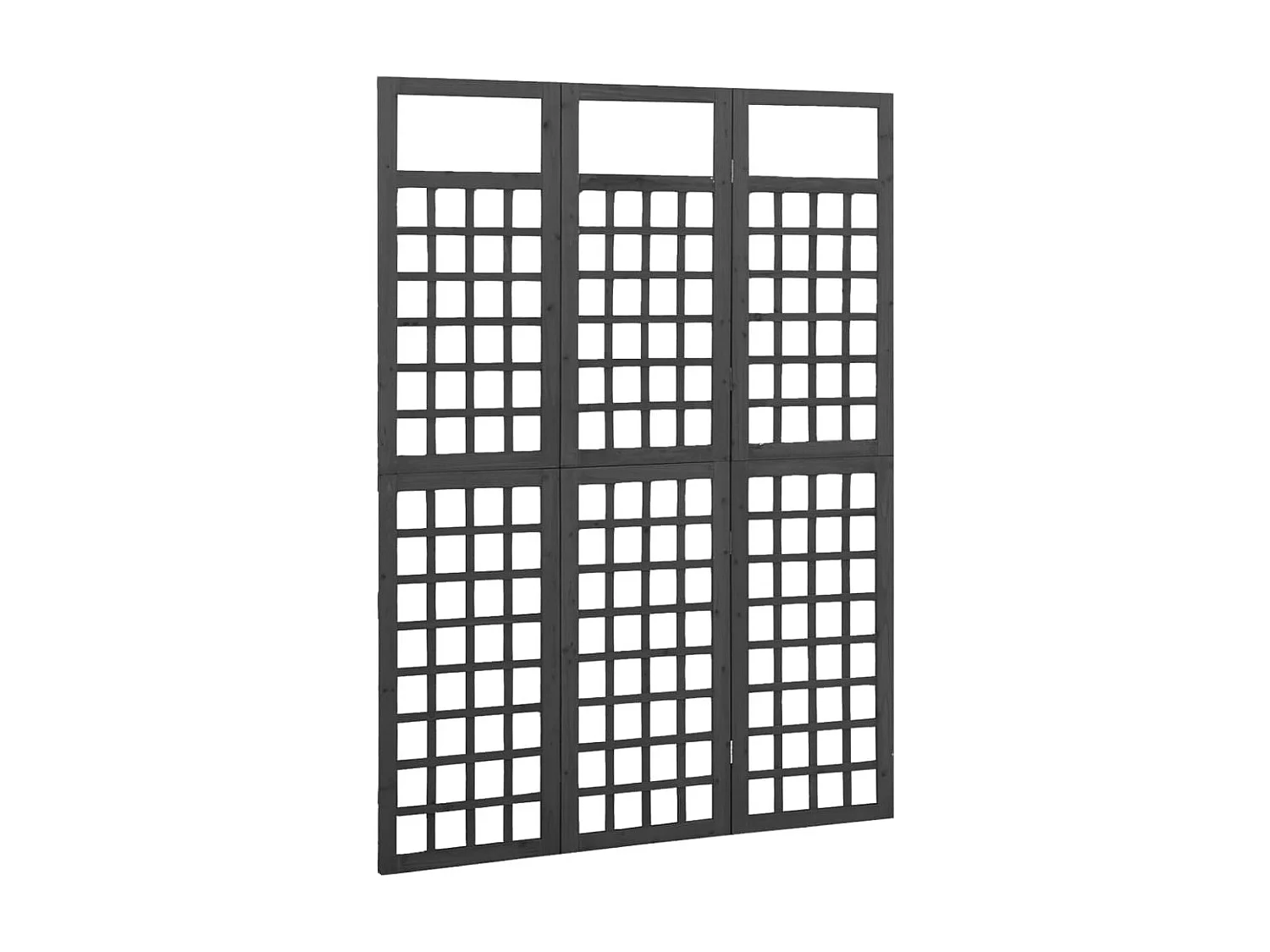 Biombo/treliça 3 painéis abeto maciço 121x180 cm preto PT298366