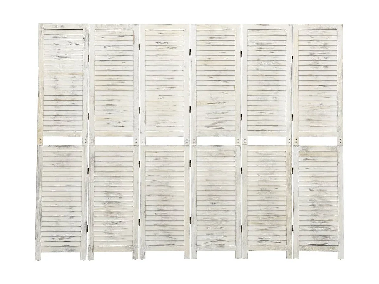 Paravent 6 panneaux Blanc antique 215x166 cm Bois WVGQ5939