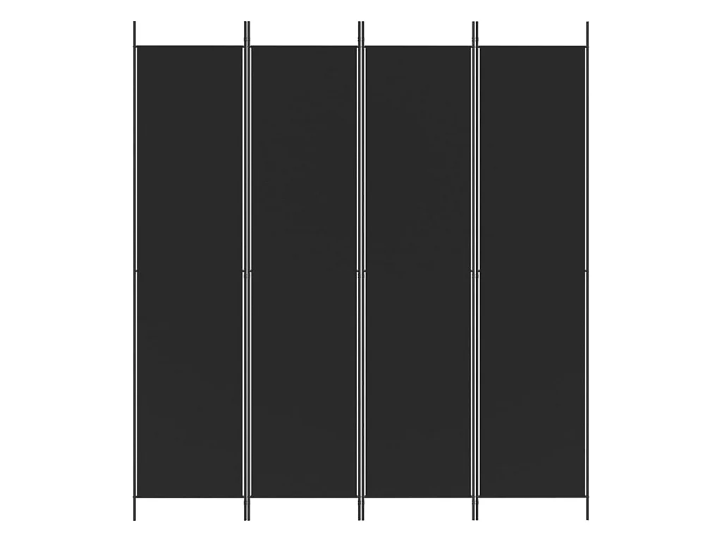 Paravent 4 panneaux Noir 200x220 cm Tissu WVGQ3131