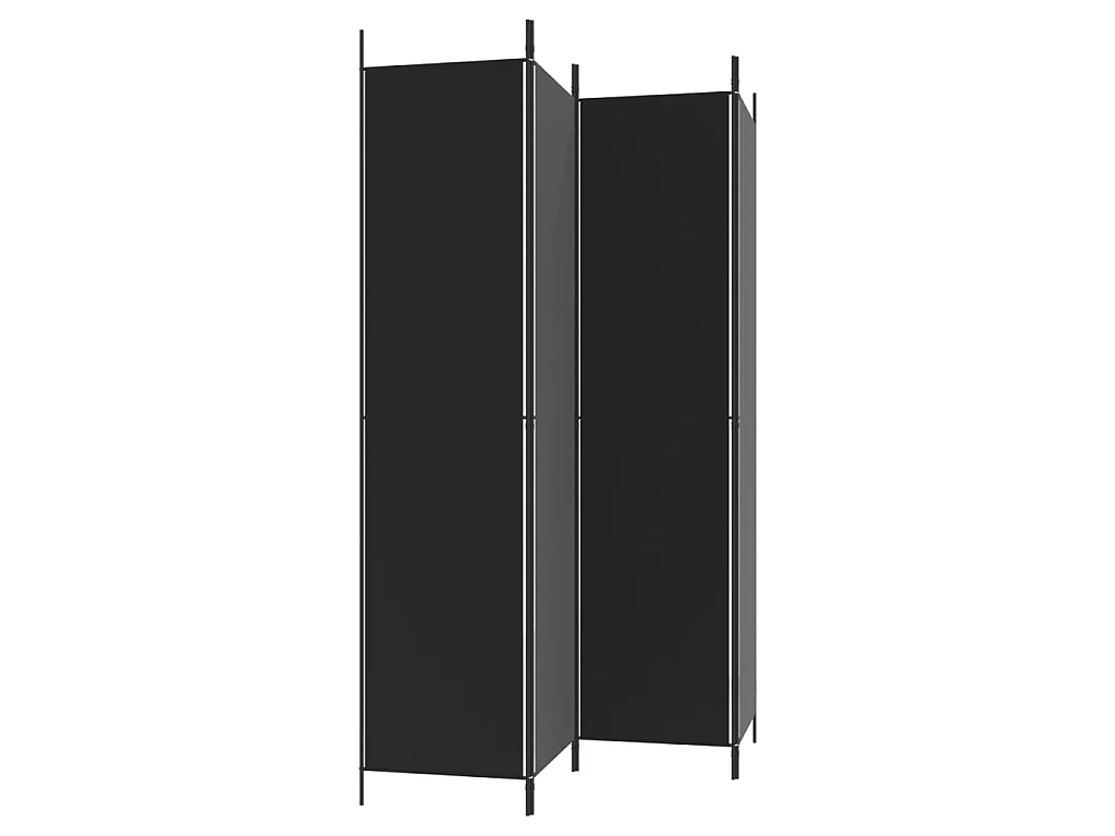 Paravent 4 panneaux Noir 200x220 cm Tissu WVGQ3131