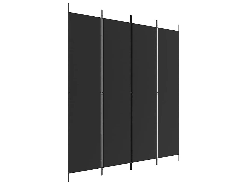 Paravent 4 panneaux Noir 200x220 cm Tissu WVGQ3131