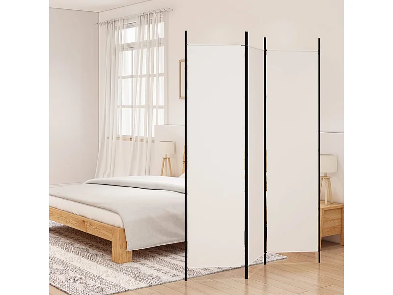 Biombo - Divisória com 3 painéis 150x200 cm tecido branco PT288213