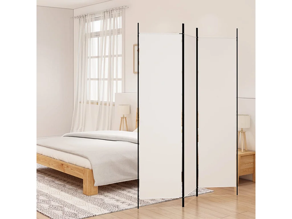 Paravent 3 panneaux Blanc 150x200 cm Tissu WVGQ5274