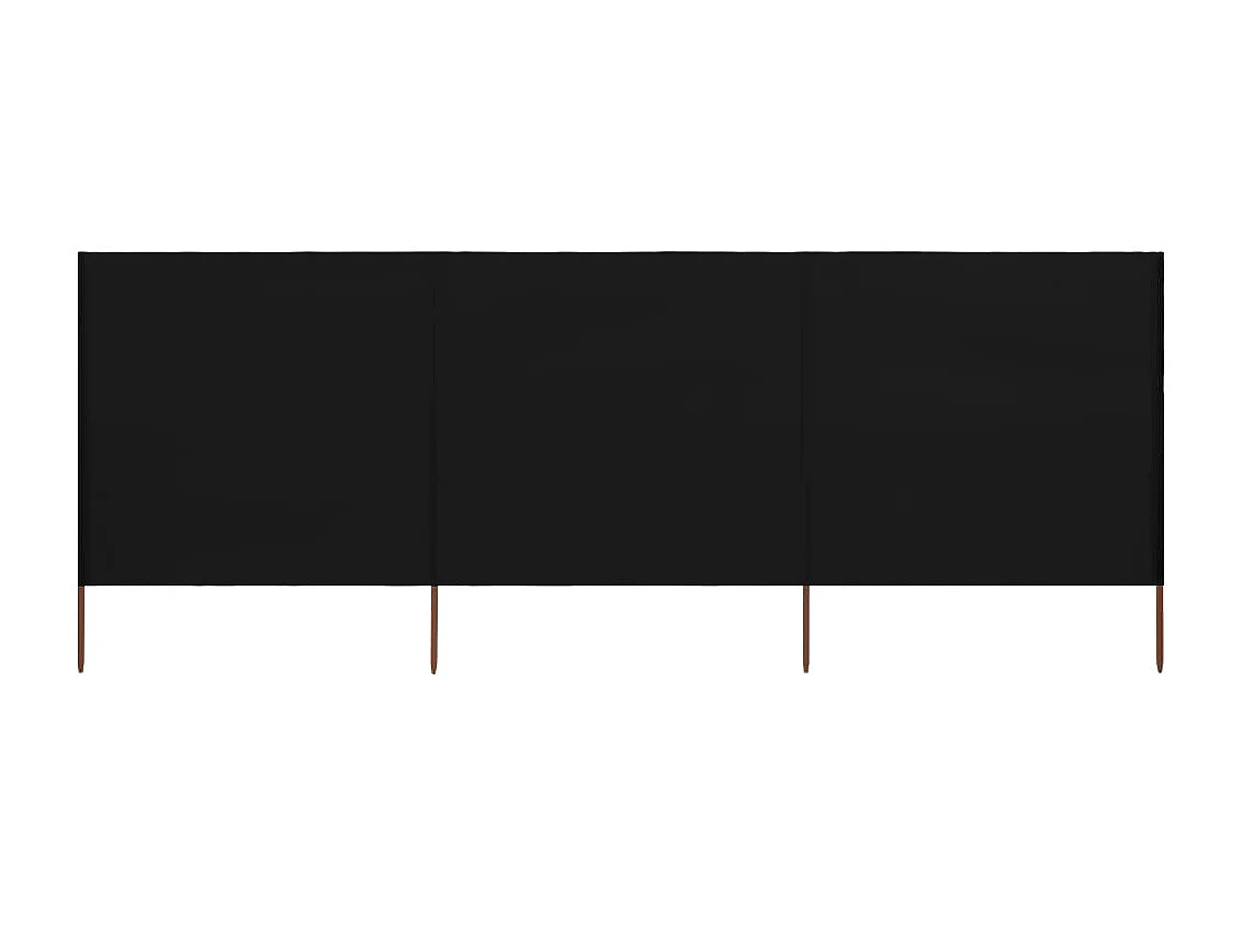 Paravent 3 panneaux Tissu 400 x 160 cm Noir WVGQ5649
