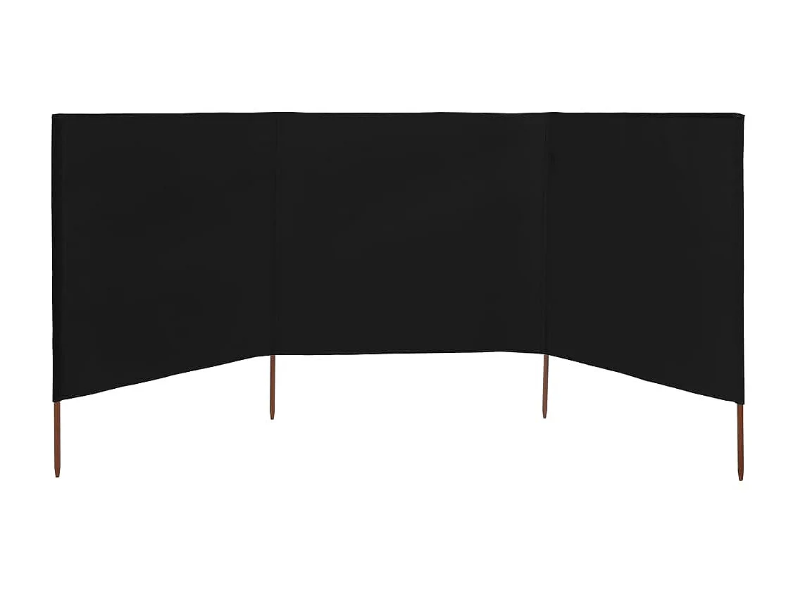 Paravent 3 panneaux Tissu 400 x 160 cm Noir WVGQ5649