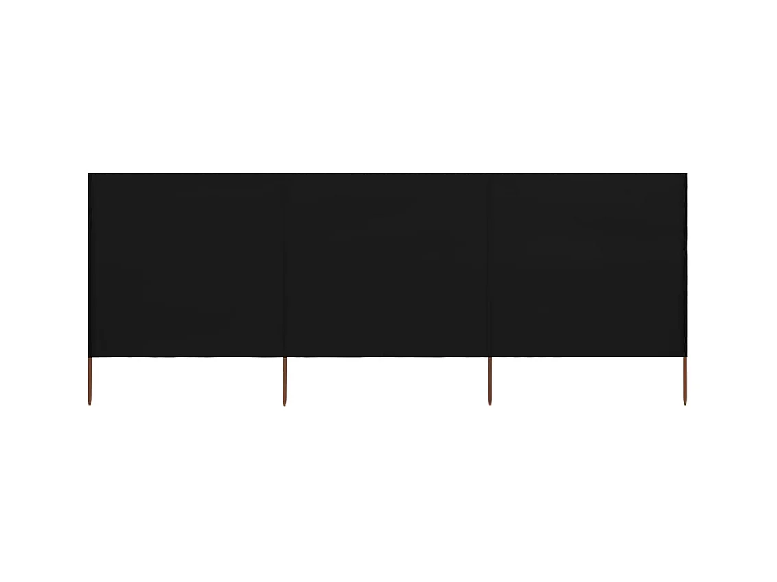 Paravent 3 panneaux Tissu 400 x 160 cm Noir WVGQ5649