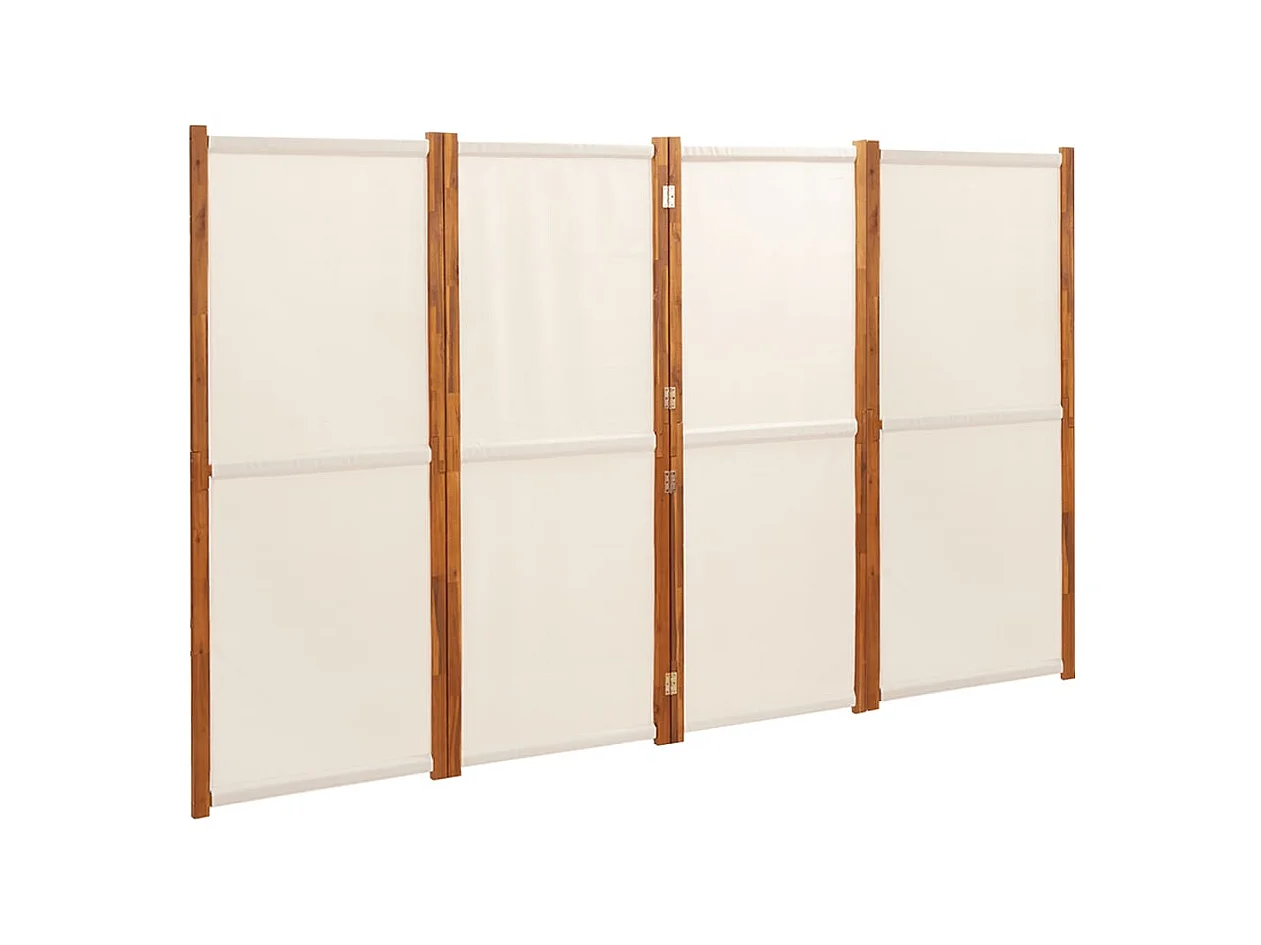 Biombo divisor de 4 paneles blanco crema 280x180 cm ES748533