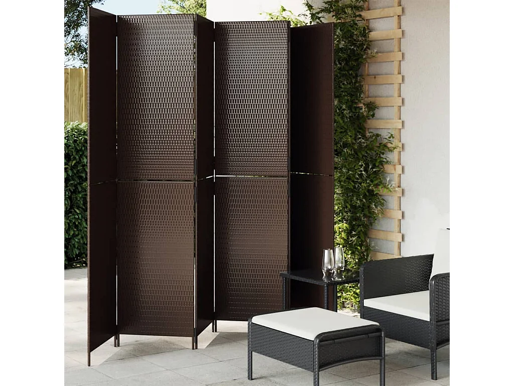 Paravent 6 panneaux marron résine tressée WVGQ2533
