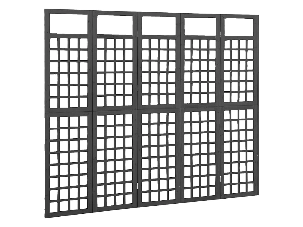 Biombo/Enrejado de 5 paneles madera de abeto negro 201,5x180 cm ES708335