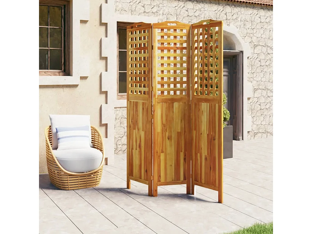 Paravent 3 panneaux 121,5x2x180 cm Bois d'acacia WVGQ5630