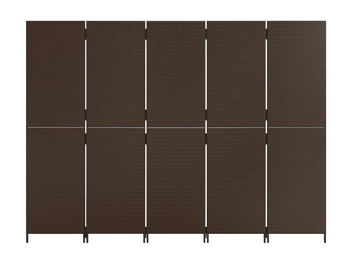 Paravent 5 panneaux marron résine tressée WVGQ6077