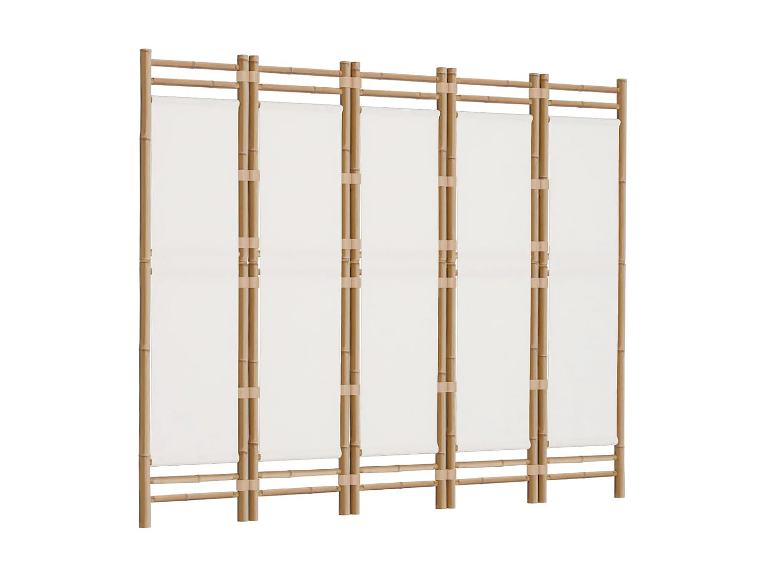 Paravent pliante 5 panneaux 200 cm Bambou et toile OPI4691