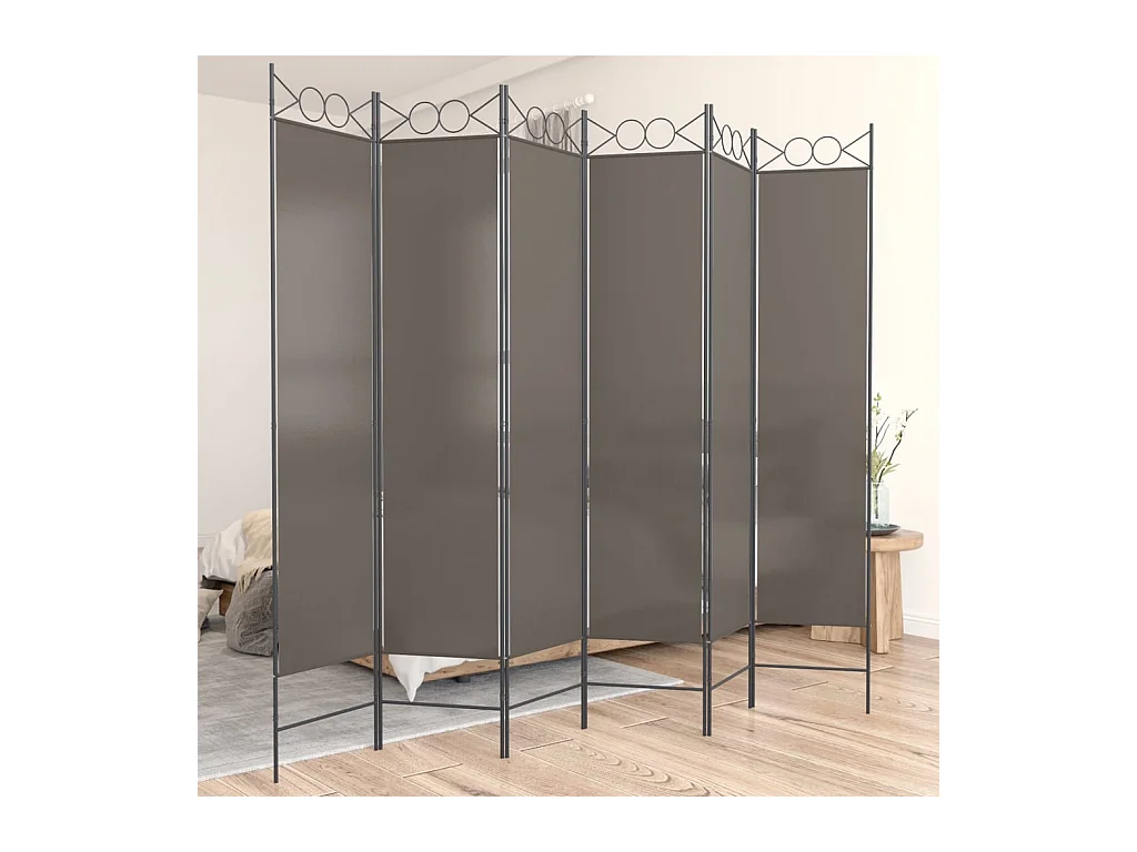 Paravent 6 panneaux Anthracite 240x200 cm Tissu WVGQ8713