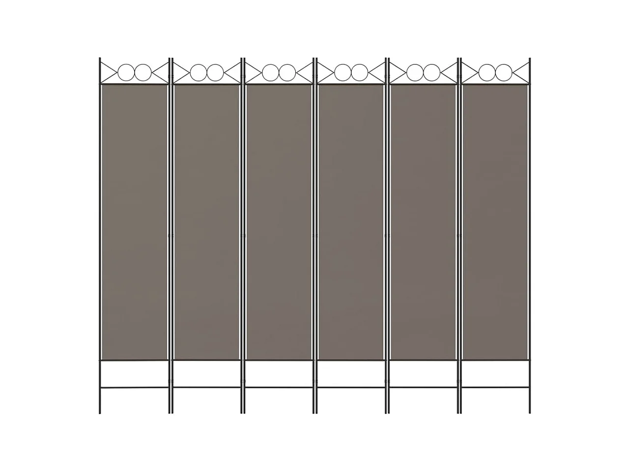 Biombo divisor de 6 paneles de tela gris antracita 240x200 cm ES131095