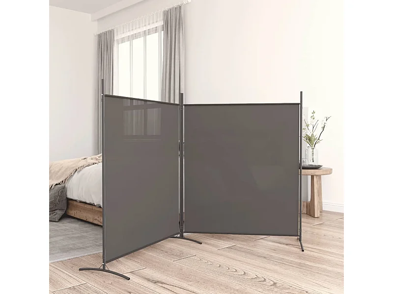 Biombo - Divisória com 2 painéis 348x180 cm tecido antracite PT256347