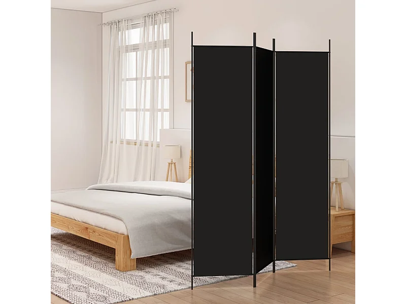 Paravent 3 panneaux Noir 150x200 cm Tissu WVGQ9729