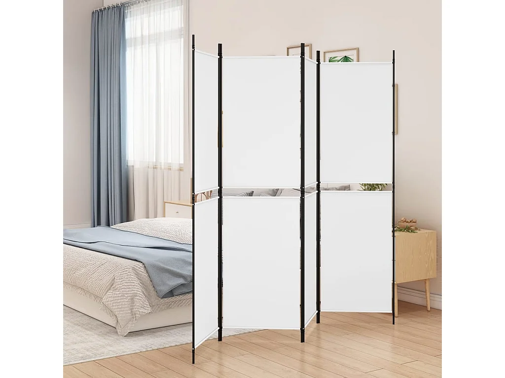 Paravent 4 panneaux Blanc 200x180 cm Tissu WVGQ5977