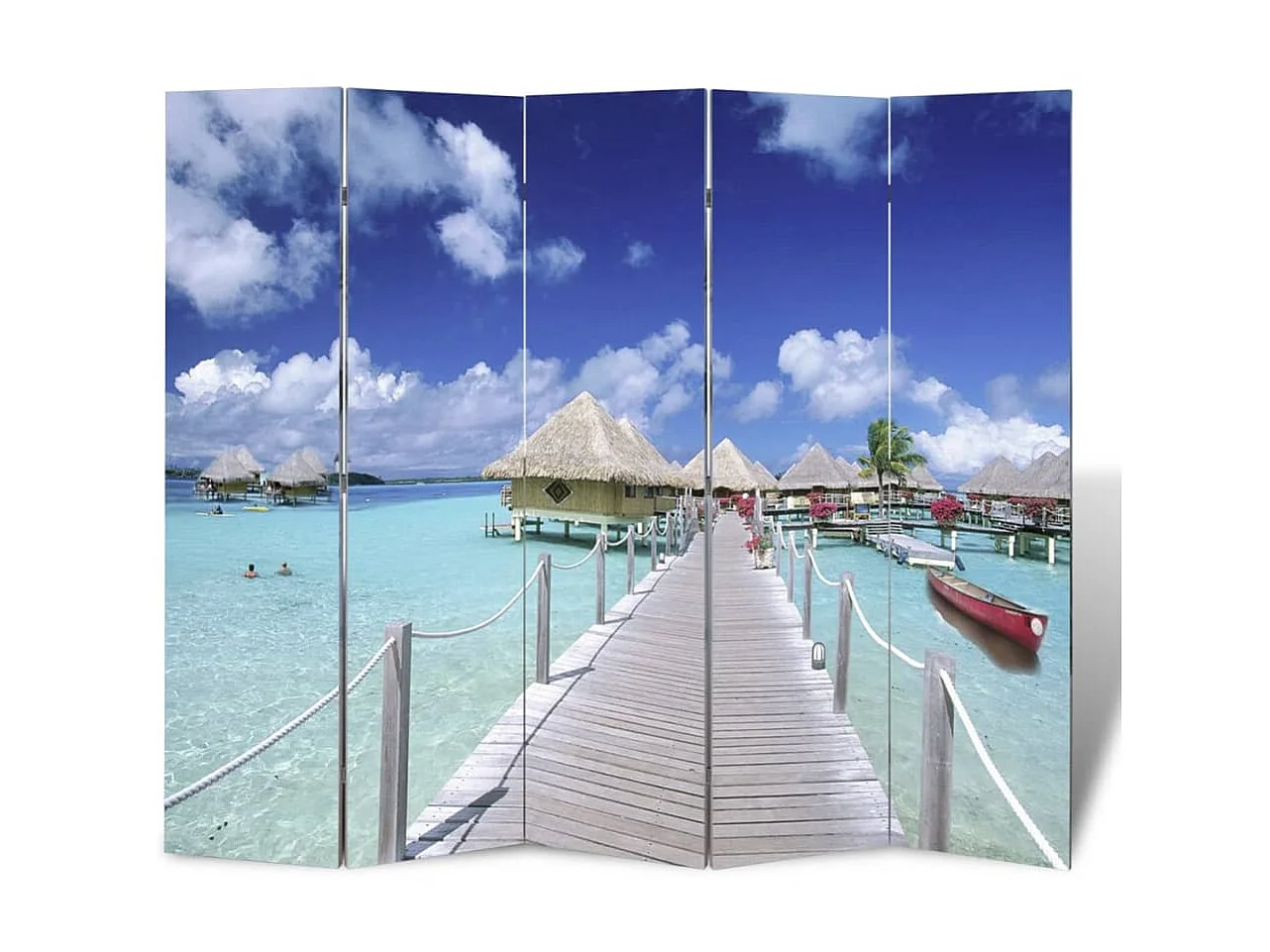 Biombo dobrável com estampa de praia 200x170 cm PT326101