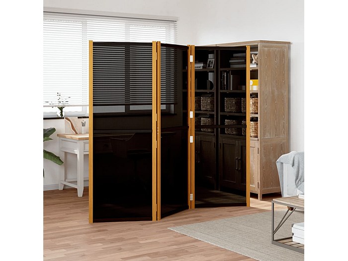 Paravent Miroir Industriel 3 Pans - Noir, Métal, 180 X 122 Cm - Style Loft, Livré Monté