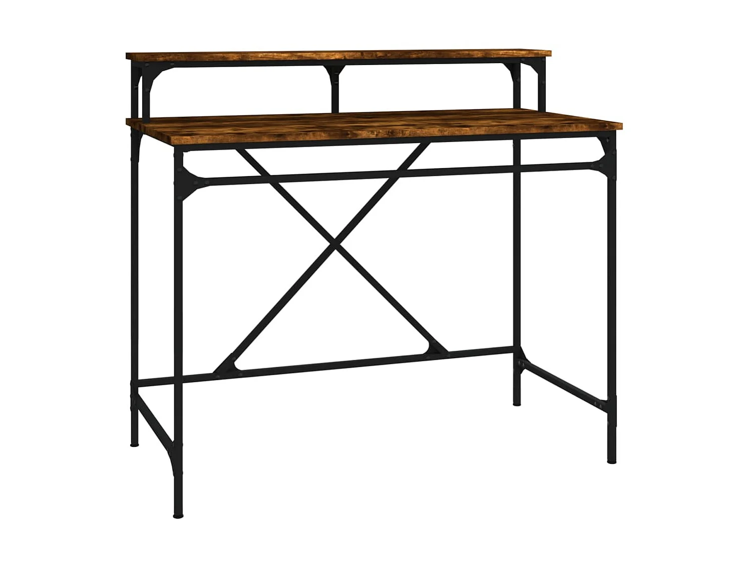 Bureau chêne fumé 100x50x90 cm bois d'ingénierie et fer WVGQ8543