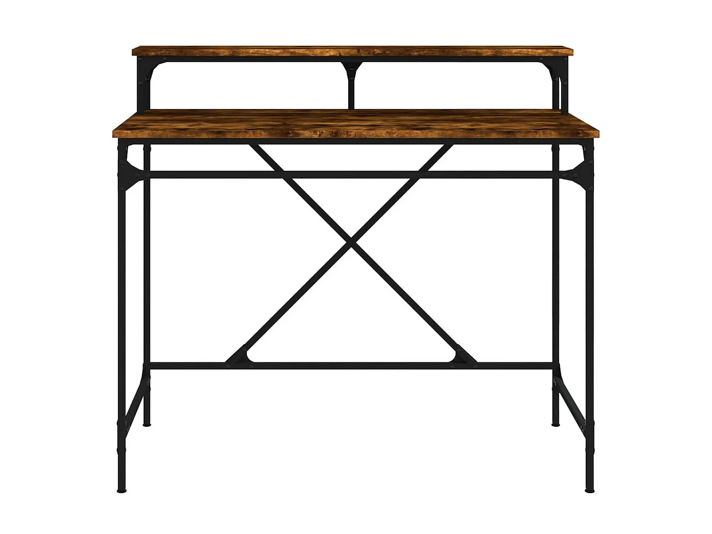 Bureau chêne fumé 100x50x90 cm bois d'ingénierie et fer WVGQ8543