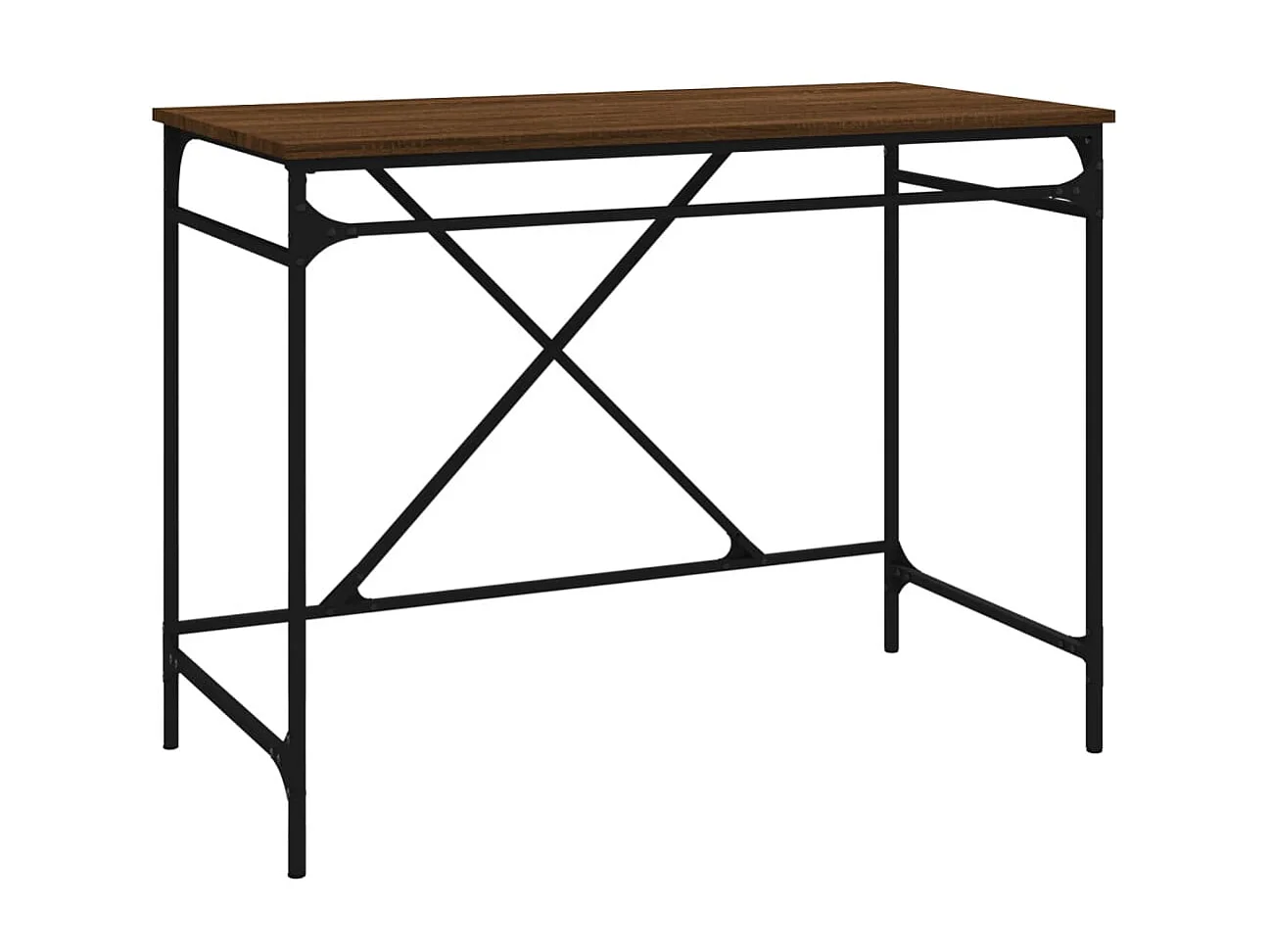 Bureau chêne marron 100x50x75 cm bois d'ingénierie et fer WVGQ1244