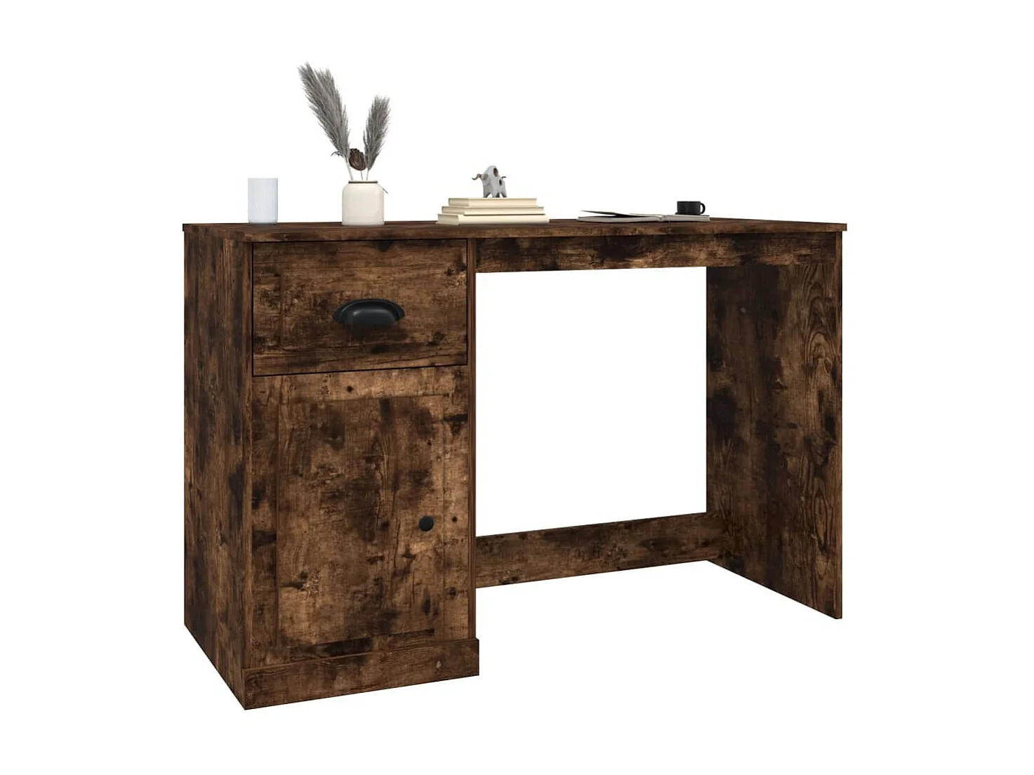 Escritorio y cajón madera contrachapada roble humo 115x50x75 cm ES172059