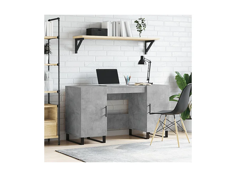 Bureau gris béton 140x50x75 cm bois d'ingénierie WVGQ8010