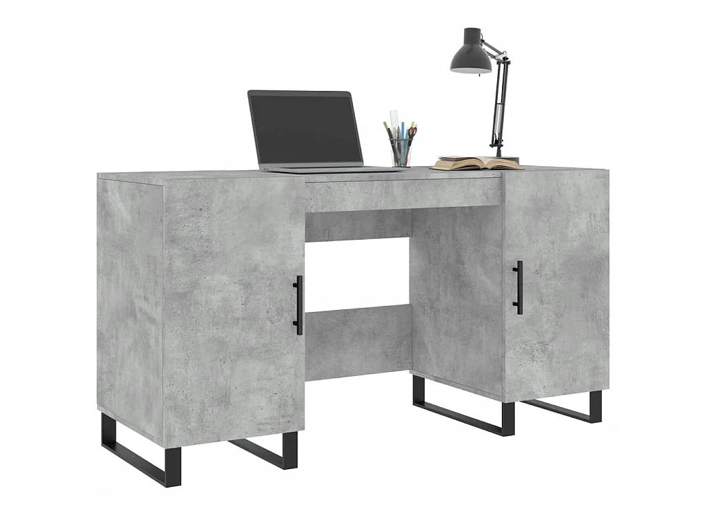 Bureau gris béton 140x50x75 cm bois d'ingénierie WVGQ8010