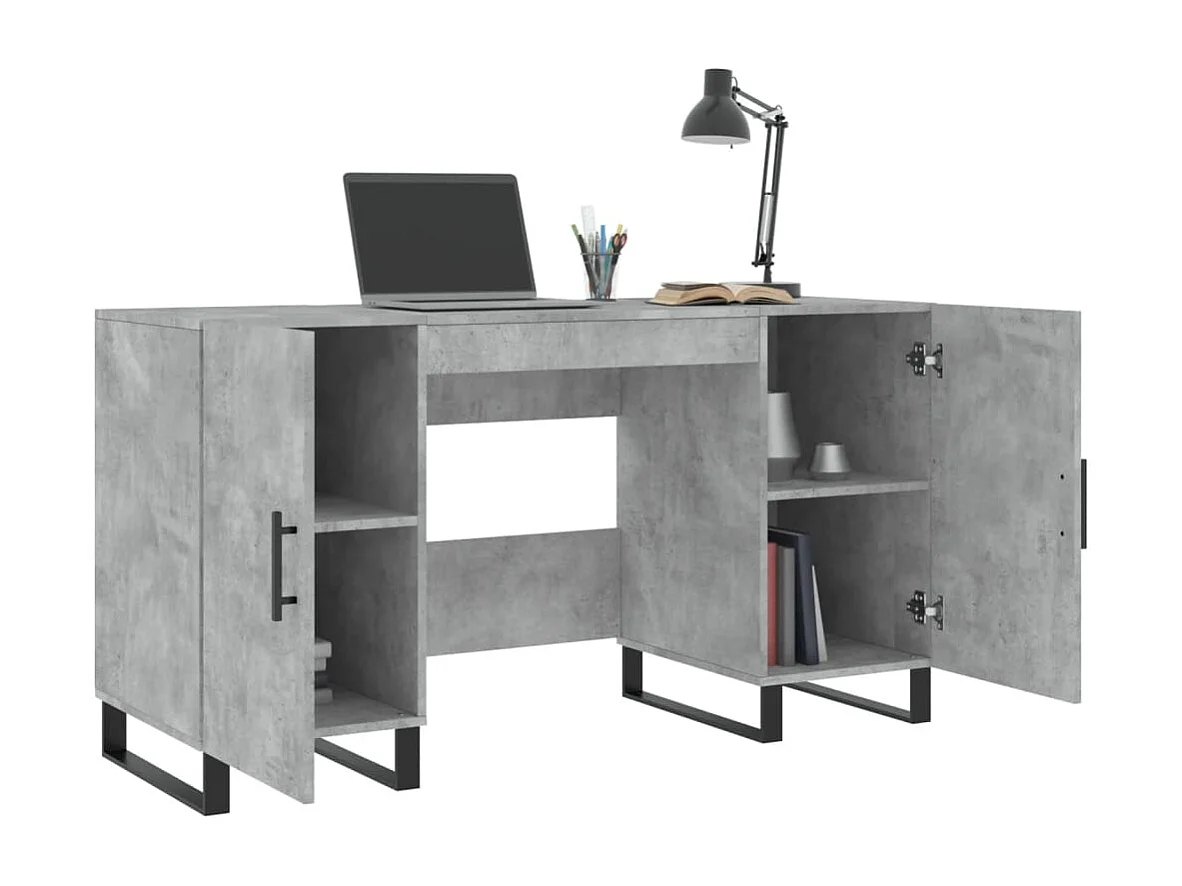 Bureau gris béton 140x50x75 cm bois d'ingénierie WVGQ8010