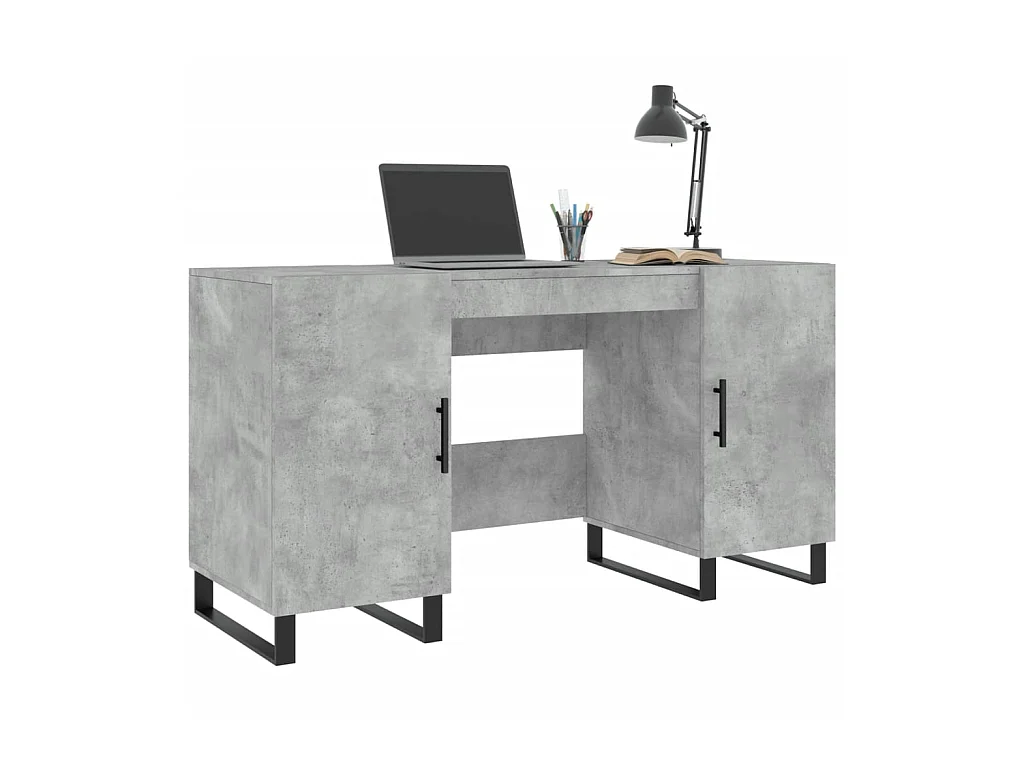 Bureau gris béton 140x50x75 cm bois d'ingénierie WVGQ8010