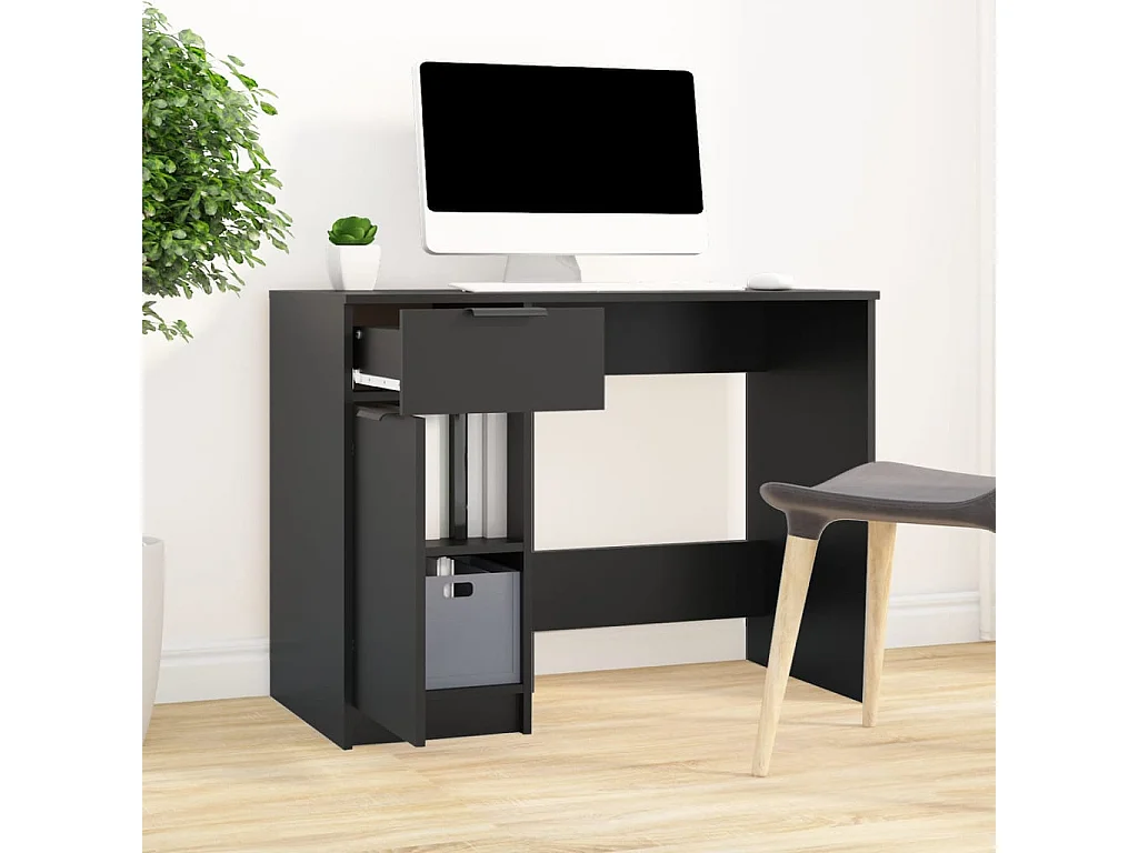 Bureau noir 100x50x75 cm bois d'ingénierie WVGQ6042