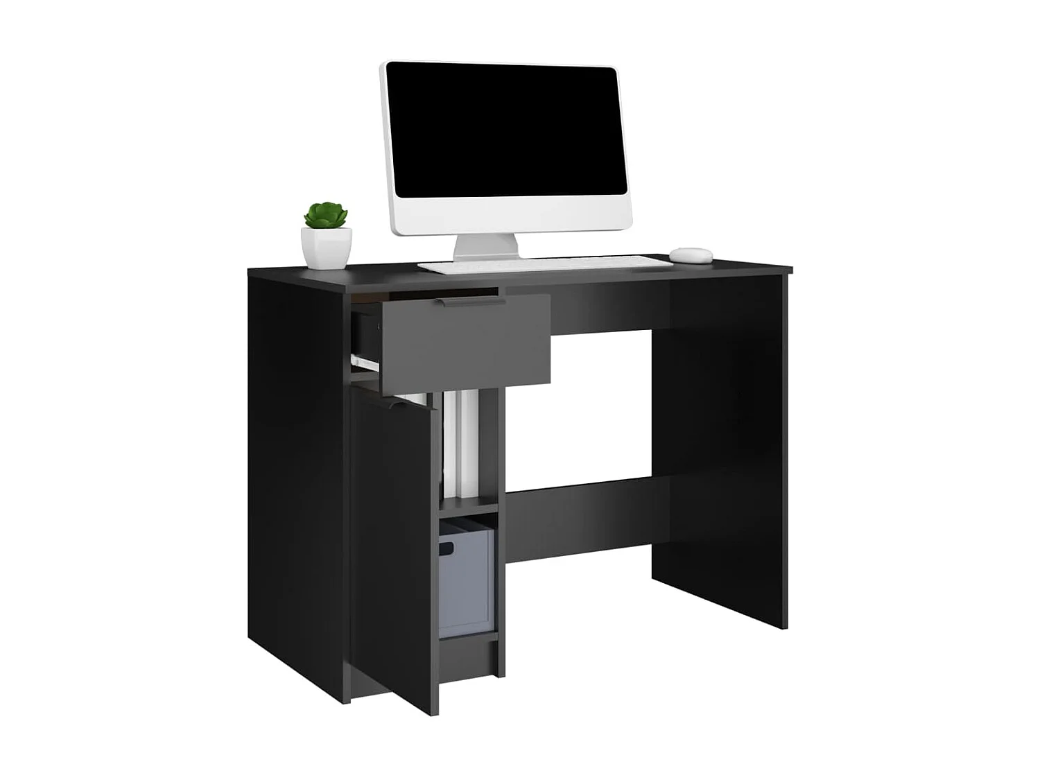 Bureau noir 100x50x75 cm bois d'ingénierie WVGQ6042