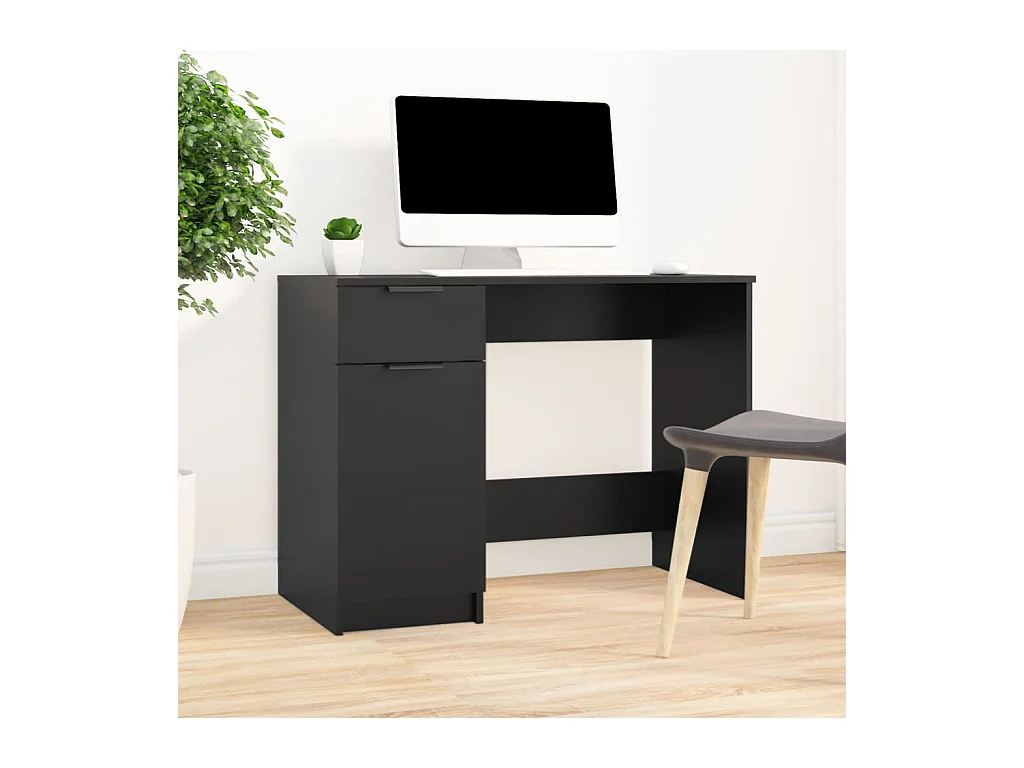 Bureau noir 100x50x75 cm bois d'ingénierie WVGQ6042