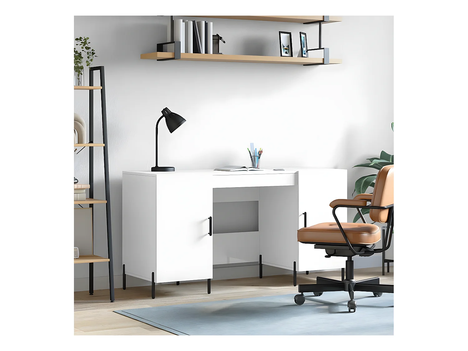 Bureau Blanc brillant 140x50x75 cm Bois d'ingénierie WVGQ6430